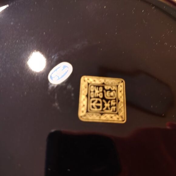 Japanese Floral Black and Gold Decorative Tray Dragonfly & Bamboo Handle  9" DR - Picture 5 of 5